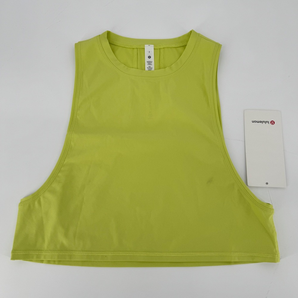 Lululemon Muscle Love‎ Crop Tank Tough Lime 2 NWT LW1ENMS